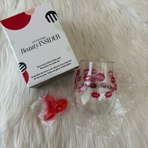 Sephora Beauty Insider Acrylic Wine Cup w/Reusable Lip Shaped Ice Cubes